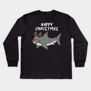 Christmas Shark Rudolf The Reindeer Xmas 2021 Kids Long Sleeve T-Shirt